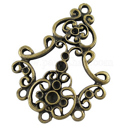 Alloy Cabochon Connector Settings, Lead Free and Cadmium Free, Antique Bronze, 34x25x2mm, Hole: 1.5mm
