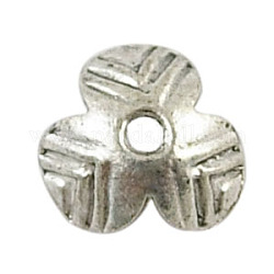 Tibetan Style Bead Caps, Lead Free,Cadmium Free and Nickel Free, Flower, Antique Silver, about 10.5mm diameter, 1mm thick, hole: 2mm