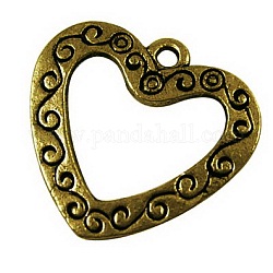(Autumn Aesthetic Big Sale), Alloy Pendants, Lead Free and Cadmium Free & Nickel Free, Heart, Antique Bronze, 22x23x1.5mm, Hole: 1.5mm