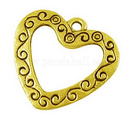 Alloy Pendants, Lead Free and Cadmium Free & Nickel Free, Heart, Golden, 22x23x1.5mm, Hole: 1.5mm
