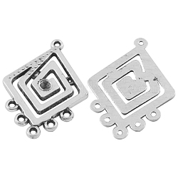 Alloy Cabochon Connector Settings, Lead Free and Cadmium Free, Rhombus, Silver Color Plated, 31x22x1.5mm, Hole: 1.5mm