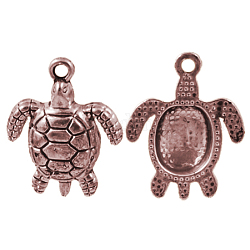 Alloy Pendants, Sea Turtle, Red Copper, Lead Free and Cadmium Free, 23.5x18x4mm, Hole: 2mm