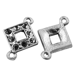 Alloy Rhinestone Connector Settings, Lead Free,Cadmium Free and Nickel Free, Rhombus, Antique Silver, about 16.5mm long,12mm wide,2.5mm thick, hole: 1mm