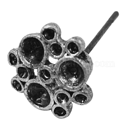 Alloy Ear Studs, Lead Free and Cadmium Free, Antique Silver Color, about 10mm long, 9mm wide, 2mm thick