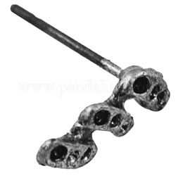 Alloy Ear Studs, Lead Free and Cadmium Free, Antique Silver Color, about 13mm long, 11mm wide, 2mm thick