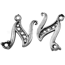Alloy Pendant Cabochon Settings, Lead Free and Cadmium Free, Letter N, Antique Silver Color, about 23mm long, 15mm wide, 3.5mm thick, hole: 1mm