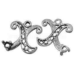 Alloy Pendant Cabochon Settings, Lead Free and Cadmium Free, Letter X, Antique Silver Color, about 19mm long, 18.5mm wide, 4mm thick, hole: 1mm