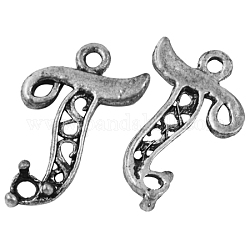 Alloy Pendant Cabochon Settings, Lead Free and Cadmium Free, Letter J, Antique Silver, 23x12x3mm, Hole: 1mm