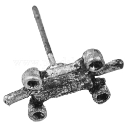 Alloy Ear Studs, Lead Free and Cadmium Free, Antique Silver Color, about 13.5mm long, 13mm wide, 2mm thick