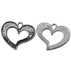 Alliage supports d'émail pendentif coeur, sans plomb et sans cadmium, argent antique, 20.5x17.5x1.5mm, Trou: 1.5mm