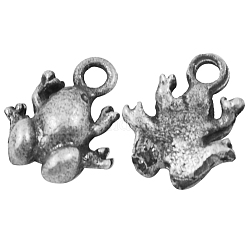 Alloy Charms, Lead Free and Cadmium Free, Frog, Antique Silver, 9.5x8x3mm, Hole: 1mm
