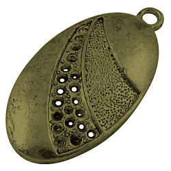 Base del esmalte colgante cabujón de aleación, Sin cadmio y níque y plomo, oval, Bronce antiguo, 41x22x4mm, agujero: 3 mm