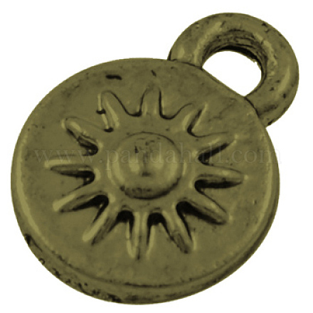 Breloques rondes et plates avec motif de barre de style tibétain en alliage EAAA013Y-AB-1