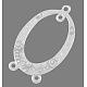 チベット風合金シャンデリアコネクターパーツ  3ループコネクター  鉛フリー及びカドミウムフリー  オーバル  銀色のメッキ  39x23x3mm  穴：2mm EA13625Y-S-1