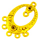 チベット風合金コネクター  鉛フリー及びカドミウムフリー  オーバル  ゴールドカラー  32x19x2.5mm  穴：2mm EAAA053Y-G-1
