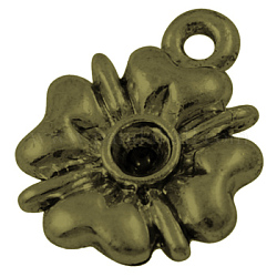 Supports de pendentif en alliage avec strass, Sans cadmium & sans nickel & sans plomb, fleur, bronze antique, 14x12x2mm, Trou: 1.5mm