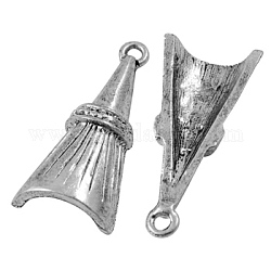 Alloy Pendants, Lead Free and Cadmium Free, Antique Silver, 33mm long, 16mm wide, 1mm thick, hole: 2.5mm
