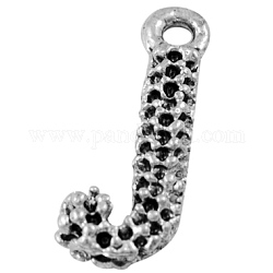 Letter Alloy Pendant Rhinestone Settings, Lead Free and Cadmium Free, Antique Silver, 21x8x3mm, Hole: 2mm