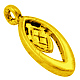 合金ペンダント  鉛フリー＆カドミウムフリー  オーバル  ゴールドカラー  長さ19mm  7 mm幅  厚さ2mm  穴：1.5mm EBB085Y-G-1