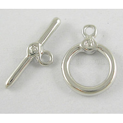 Brass Toggle Clasps, Platinum Color, Ring: 10.5mm wide, 14.5mm long, Bar:17.5mm long, 2mm wide, hole: about 1.5mm