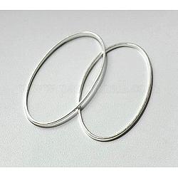 Brass Linking Rings, Nickel Free, Oval, Silver Color, about 8mm wide, 16mm long, 1mm thick
