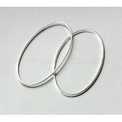 Anelli collegamenti in ottone, ovale, colore argento placcato, circa 16 mm di larghezza, 30 mm di lunghezza, 1 mm di spessore