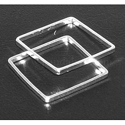 Square Brass Linking Rings, Silver, 12x12x0.8mm