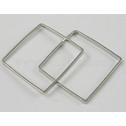 Anneaux de connecteur carrés en laiton, sans nickel, platine, 15x15x1.1mm