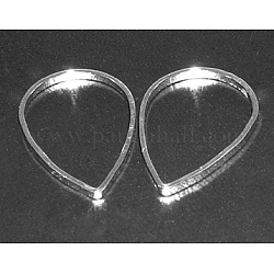Brass Linking Rings, teardrop, Plated in platinum color,  Nickel Free,  about 25mm wide,  38mm long,  1mm thick