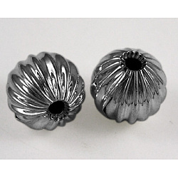 Латунная гофрированная бисера, круглые, металлический черный, диаметром около 10 мм , отверстие : 2 мм