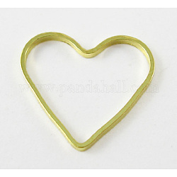 Anillos de enlace de latón, accesorio de joyería de san valentín, corazón, chapado en oro, aproximamente 7 mm de ancho, 6 mm de largo, 1 mm de espesor