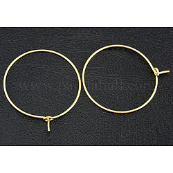 Brass Wine Glass Charm Rings, Hoop Earrings Findings, Nickel Free, Golden, 30x0.8mm, 20 Gauge