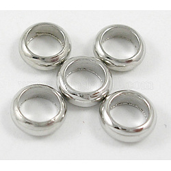 Perline di distanziatore in ottone, rondelle, nichel libero, platino, 6x2mm, Foro: 4 mm
