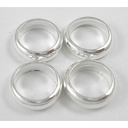 Perles séparateurs en laiton, rondelle, couleur d'argent, 6x2mm, Trou: 4mm