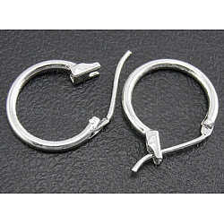 Brass Hoop Earrings, Silver Color, Nickel Free, about 14mm in diameter, 1.5mm thick