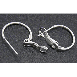 Brass Hoop Earrings, Silver Plated, Nickel Free, about 16mm in diameter, 1.2mm thick