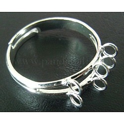 Ottone basi anello anello, regolabile, nichel libero, colore metallico argento, misura:circa18mm di diametro