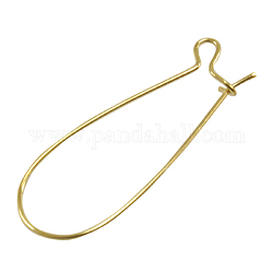 Brass Hoop Earrings Findings Kidney Ear Wires, Lead Free and Cadmium Free and Nickel Free, Unplated, about 8mm wide, 16~18mm long, 0.5mm thick