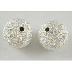 Textured Beads, Brass, Silver Color, Round, 14mm, hole: 1.8mm