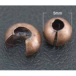 Perles à écraser couvre, sans nickel, cuivre rouge, environ 5 mm de diamètre, épaisseur de 4mm, Trou: 2mm