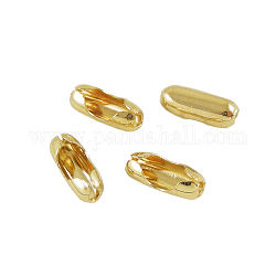 Conectores de la cadena de bola de latón, dorado, 9.5~10x3.5mm, apto para cadena de bolas de 2.4 mm