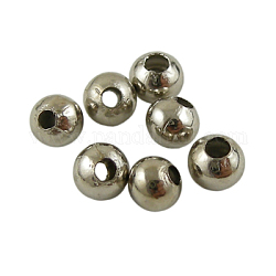 Brass Smooth Round Beads, Seamed Spacer Beads, Platinum, 3mm, Hole: 1mm