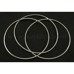 Accessori in ottone, anello, colore argento placcato, circa 1 mm di larghezza, 60mm di diametro
