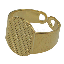 Messing-Pad-Ring Basen, golden, Größe: ca. 18 mm Innen Durchmesser, 15 mm breit, Fach: 15x11 mm