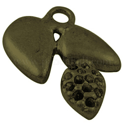 Supports de pendentif en alliage avec strass, fruit, sans plomb et sans cadmium, bronze antique, 20x16x2mm, Trou: 2mm