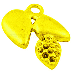 Bases colgante de acero de diamante de imitación, fruta, sin plomo y cadmio, dorado, 20x16x2mm, agujero: 2 mm