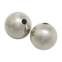 Brass Beads, Seamless Round Beads, Nickel Free, Platinum, about 10mm in diameter, hole: 2mm