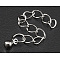 Brass Chain Extender, with Curb Chains and Teardrop Charms, Nickel Free, Platinum, 40~58x3mm, Link: 4x3mm