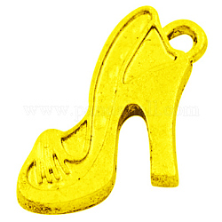 Tibetan Style Alloy Finding Pendants, Lead Free and Cadmium Free, Hgh-heeled Shoes, Golden, 21x12x2mm, Hole: 2mm