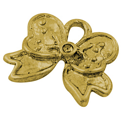Alloy Charms, Lead Free and Cadmium Free, Bowknot, Golden Color, 10x16x2.5mm, Hole: 2mm